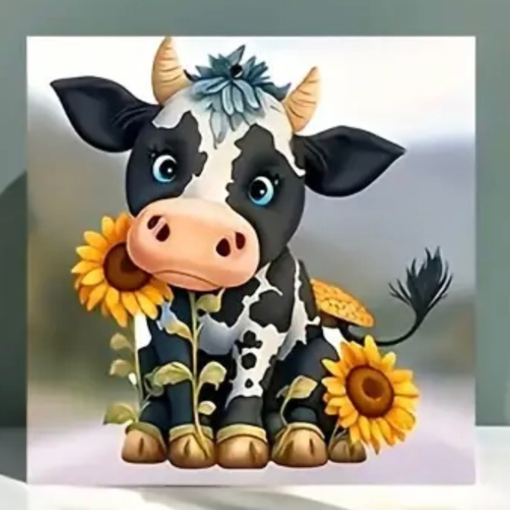 5D Diamond Art Painting Craft Kit Small 20x20 Cow Paint By Numbers DIY Set